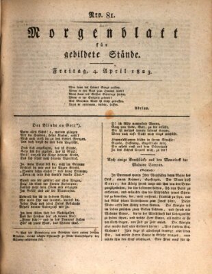 Morgenblatt für gebildete Stände Freitag 4. April 1823