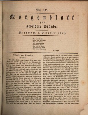 Morgenblatt für gebildete Stände Mittwoch 1. Oktober 1823