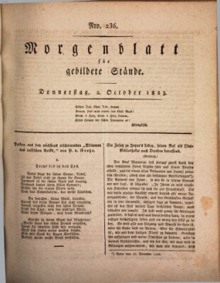 Morgenblatt für gebildete Stände Donnerstag 2. Oktober 1823