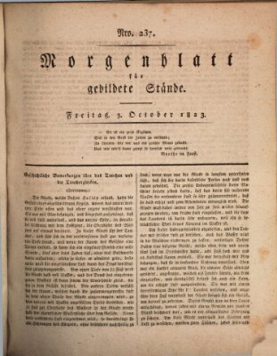 Morgenblatt für gebildete Stände Freitag 3. Oktober 1823