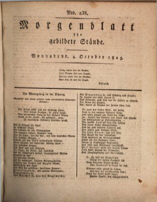 Morgenblatt für gebildete Stände Samstag 4. Oktober 1823