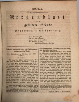 Morgenblatt für gebildete Stände Donnerstag 9. Oktober 1823