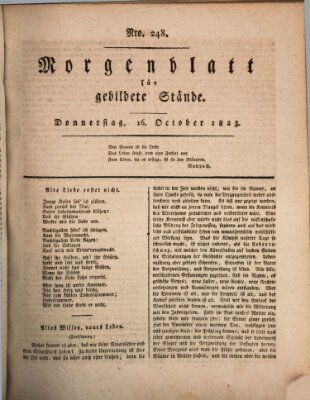 Morgenblatt für gebildete Stände Donnerstag 16. Oktober 1823