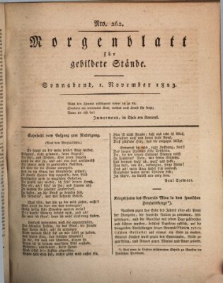 Morgenblatt für gebildete Stände Samstag 1. November 1823