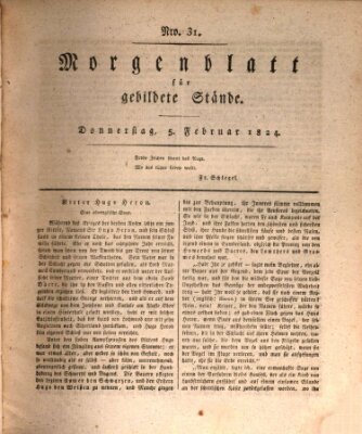 Morgenblatt für gebildete Stände Donnerstag 5. Februar 1824