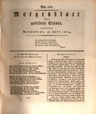 Morgenblatt für gebildete Stände Samstag 31. Juli 1824