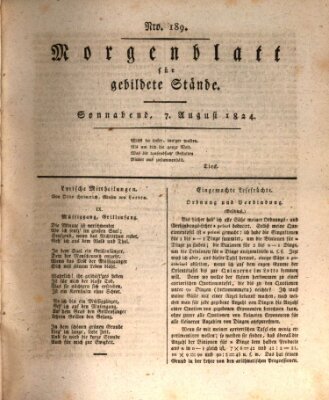 Morgenblatt für gebildete Stände Samstag 7. August 1824