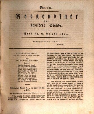 Morgenblatt für gebildete Stände Freitag 13. August 1824