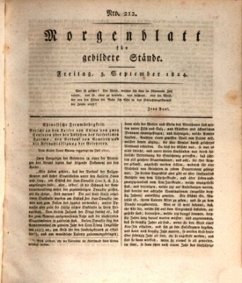 Morgenblatt für gebildete Stände Freitag 3. September 1824