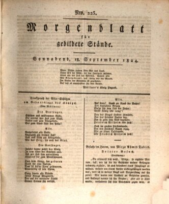 Morgenblatt für gebildete Stände Samstag 18. September 1824