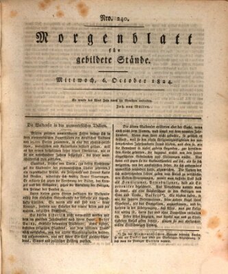 Morgenblatt für gebildete Stände Mittwoch 6. Oktober 1824