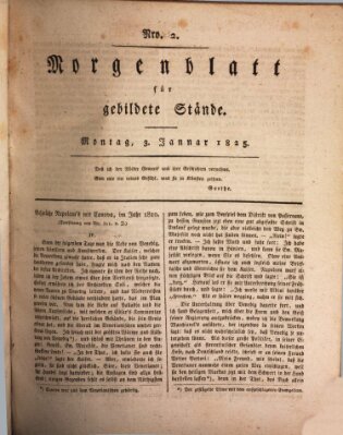 Morgenblatt für gebildete Stände Montag 3. Januar 1825