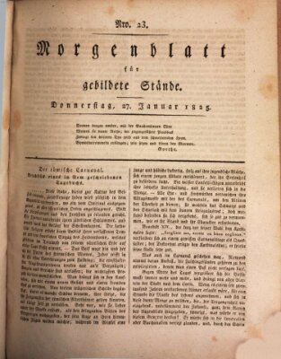 Morgenblatt für gebildete Stände Donnerstag 27. Januar 1825