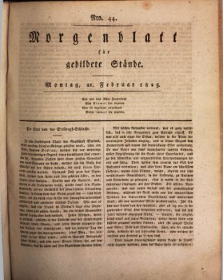 Morgenblatt für gebildete Stände Montag 21. Februar 1825