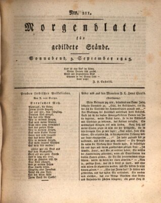 Morgenblatt für gebildete Stände Samstag 3. September 1825