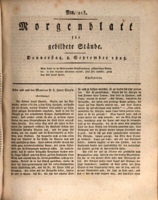 Morgenblatt für gebildete Stände Donnerstag 8. September 1825