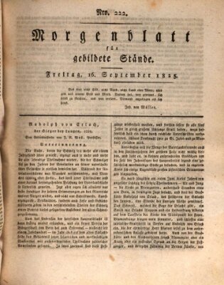 Morgenblatt für gebildete Stände Freitag 16. September 1825