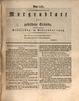 Morgenblatt für gebildete Stände Donnerstag 29. September 1825