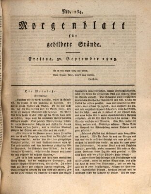 Morgenblatt für gebildete Stände Freitag 30. September 1825