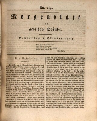 Morgenblatt für gebildete Stände Donnerstag 6. Oktober 1825