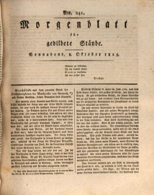 Morgenblatt für gebildete Stände Samstag 8. Oktober 1825