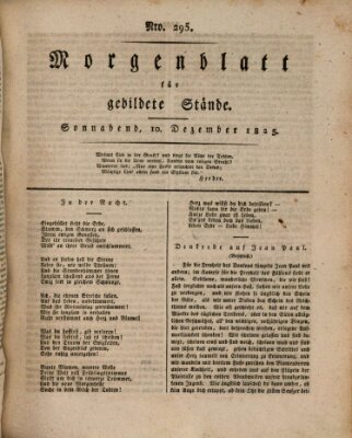 Morgenblatt für gebildete Stände Samstag 10. Dezember 1825