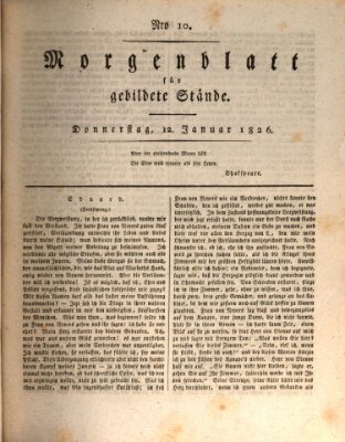 Morgenblatt für gebildete Stände Donnerstag 12. Januar 1826