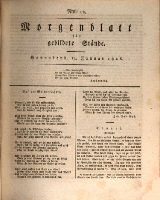 Morgenblatt für gebildete Stände Samstag 14. Januar 1826