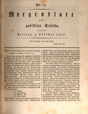 Morgenblatt für gebildete Stände Freitag 3. Februar 1826