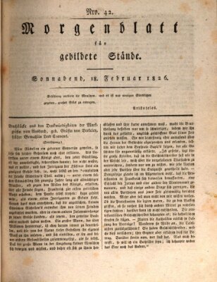 Morgenblatt für gebildete Stände Samstag 18. Februar 1826