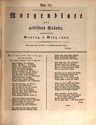 Morgenblatt für gebildete Stände Montag 6. März 1826