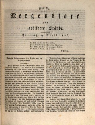 Morgenblatt für gebildete Stände Freitag 14. April 1826