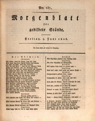 Morgenblatt für gebildete Stände Freitag 9. Juni 1826