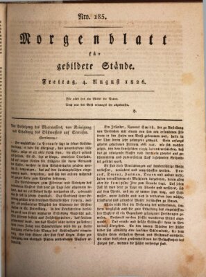 Morgenblatt für gebildete Stände Freitag 4. August 1826