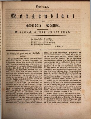 Morgenblatt für gebildete Stände Mittwoch 6. September 1826