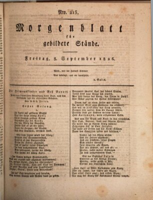 Morgenblatt für gebildete Stände Freitag 8. September 1826