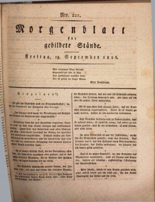 Morgenblatt für gebildete Stände Freitag 15. September 1826