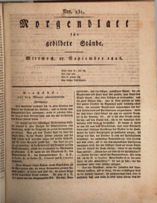 Morgenblatt für gebildete Stände Mittwoch 27. September 1826