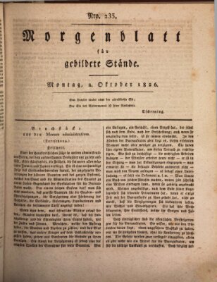 Morgenblatt für gebildete Stände Montag 2. Oktober 1826