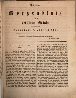 Morgenblatt für gebildete Stände Samstag 7. Oktober 1826