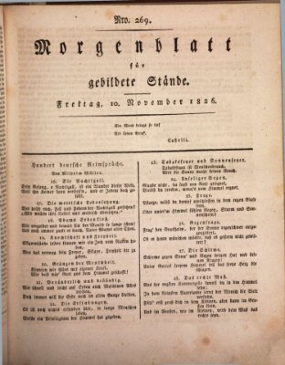 Morgenblatt für gebildete Stände Freitag 10. November 1826