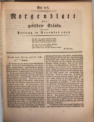 Morgenblatt für gebildete Stände Freitag 17. November 1826