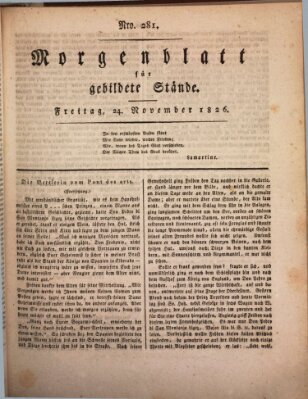 Morgenblatt für gebildete Stände Freitag 24. November 1826