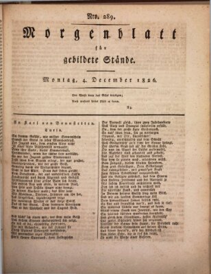 Morgenblatt für gebildete Stände Montag 4. Dezember 1826