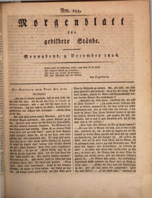 Morgenblatt für gebildete Stände Samstag 9. Dezember 1826