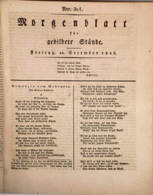 Morgenblatt für gebildete Stände Freitag 22. Dezember 1826