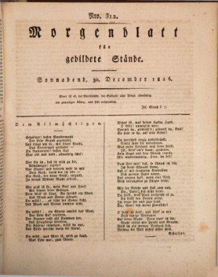 Morgenblatt für gebildete Stände Samstag 30. Dezember 1826