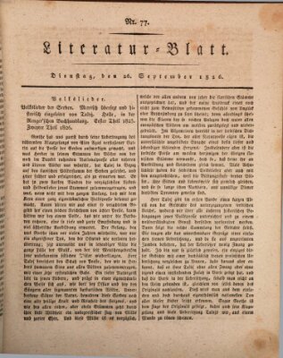 Morgenblatt für gebildete Stände Dienstag 26. September 1826