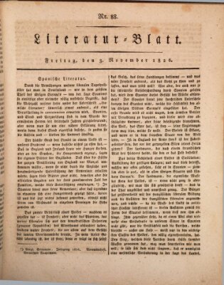 Morgenblatt für gebildete Stände Freitag 3. November 1826