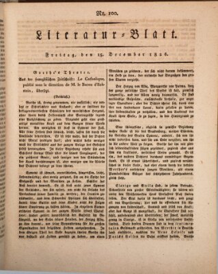 Morgenblatt für gebildete Stände Freitag 15. Dezember 1826